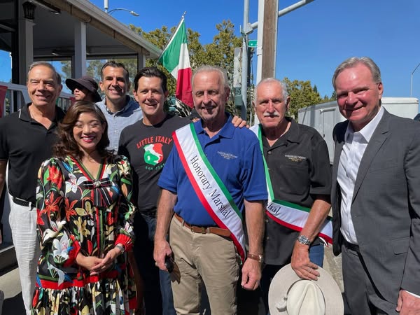 Senator Dave Cortese pictured with Congressman Sam Liccardo, Supervisor Betty Duong, and Councilmember Michael Mulcahy, among others from Little Italy at the Little Italy San Jose Festival