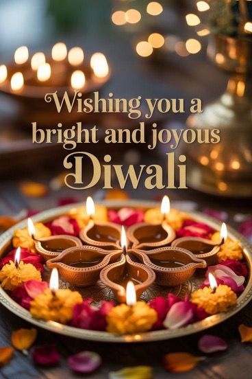 Graphic reading “wishing you a bright and joyous Diwali”