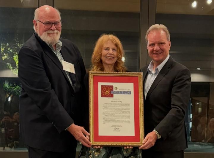 Senator Cortese photographed with Our City Forest Founding President and CEO Emeritus Rhonda Berry and former State Senator Jim Beall
