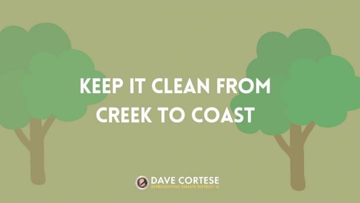 Graphic reading “Keep it Clean from Creek to Coast”