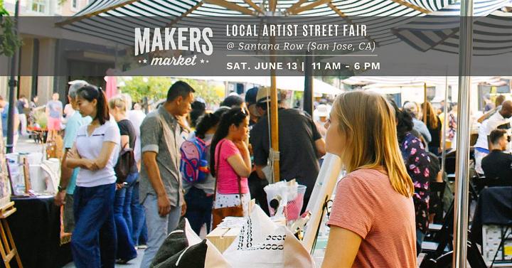 Image of Makers Market with text reading “Makers Market Local Artist Street Fair”