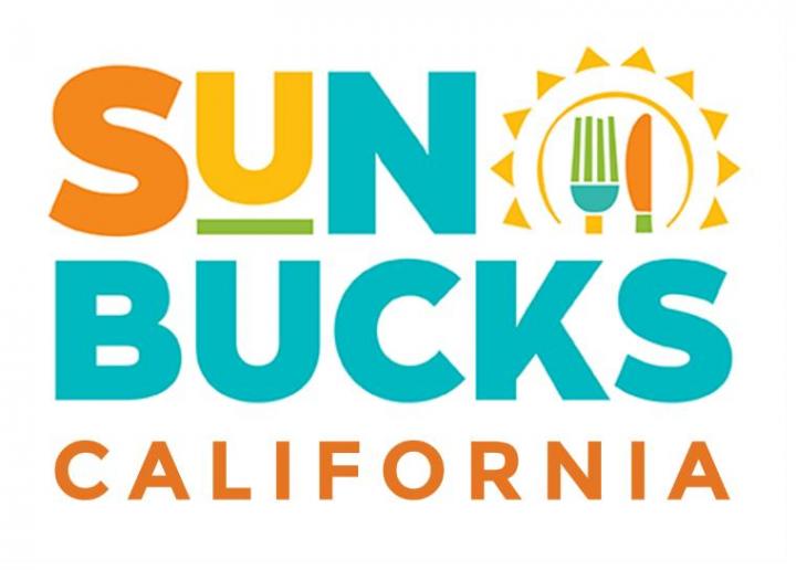 Colorful letters reading “Sun Bucks California”