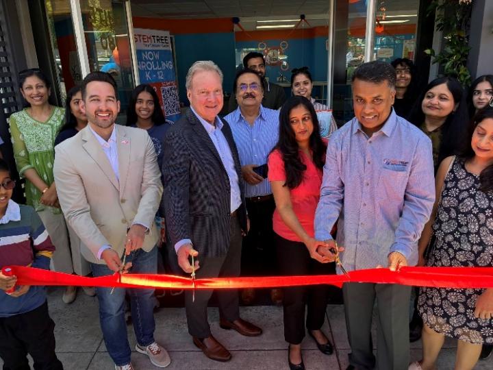 Senator Cortese at Stemtree Ribbon Cutting with Councilmember Candelas and owners, Naga &amp; Chetana Prasad