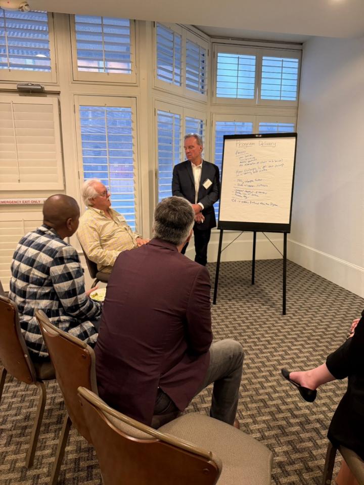 Senator Cortese speaking to colleagues in a break-out discussion group.