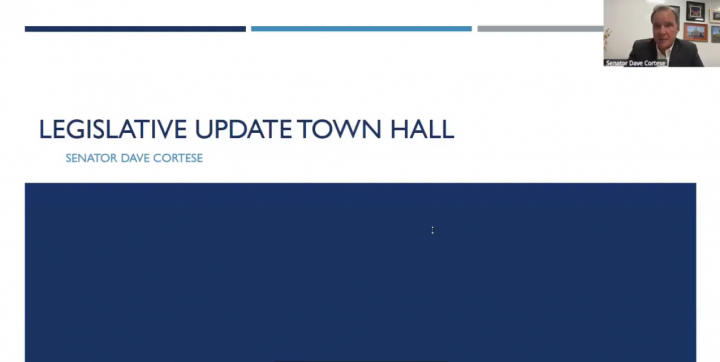 Screenshot of Virtual Legislative Update Town Hall with Senator Cortese