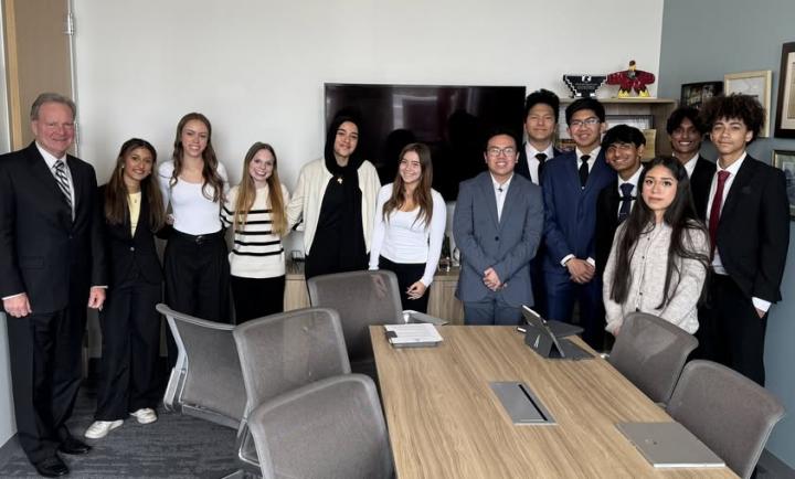 Senator Cortese photographed with students from Bellarmine and Presentation High Schools.