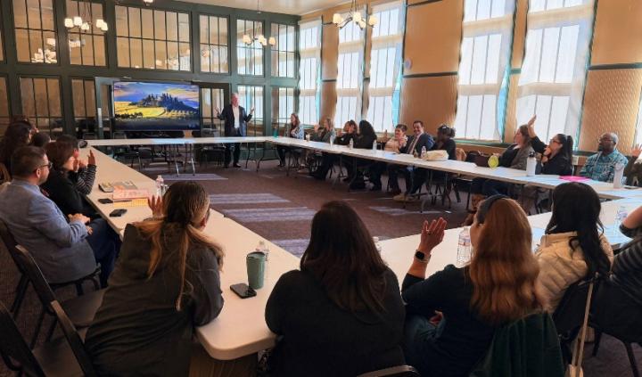 Senator Cortese presenting a Civics lesson to Pivotal’s foster youth scholars