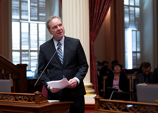 Senator Cortese speaking on the senate floor in the capitol