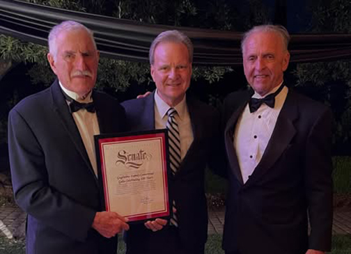 Senator Dave Cortese presenting a certificates to the Guglielmo brothers