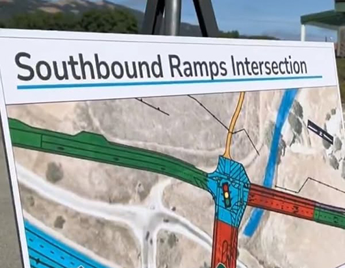 Photograph of map reading “Southbound Ramps Intersection”