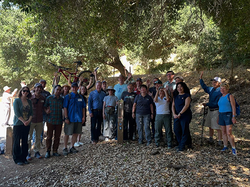Senator Cortese among a crowd of community members, celebrating the Bay Area Ridge Trail Opening at Calero County Park