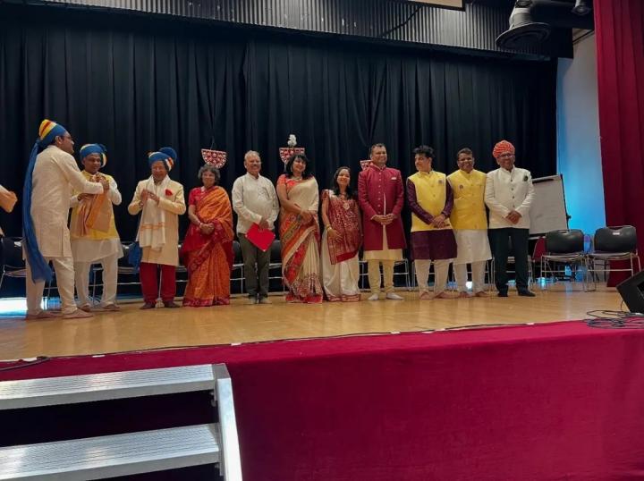 Members of the Jain Center of Northern California photographed on stage