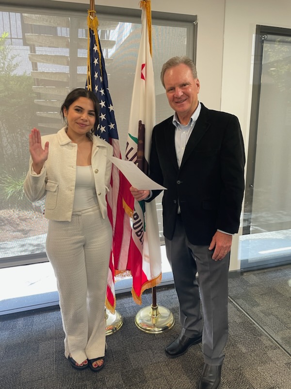 District Intern Mariam Ghallab and Senator Dave Cortese photographed