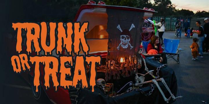 Promotional graphic for event reading “Trunk or Treat”