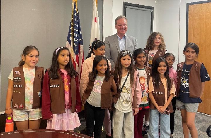 Senator Cortese with Cupertino Brownie Girl Scouts