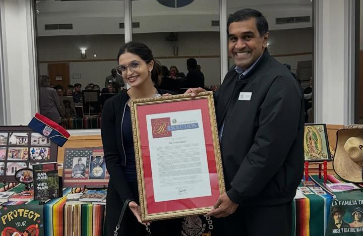 District Representative Meghan Bedi with Trustee Jai Srinivasan