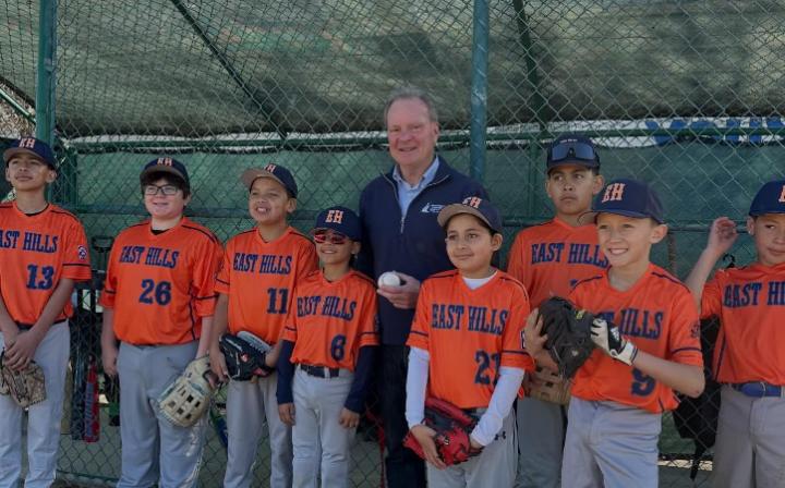Senator Cortese pictured with members of the East Hills Little League team
