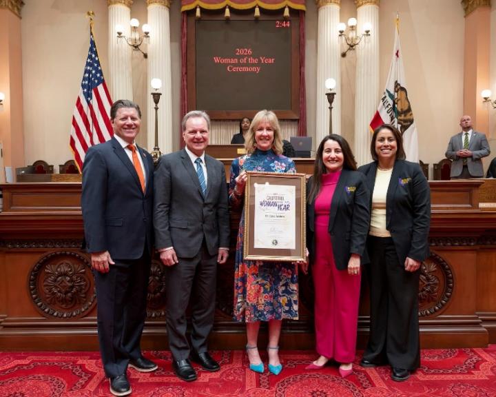 Senator Cortese and Dr. Lisa Andrew, alongside Senate President pro Tem Monique Limon, Minority Leader Bill Jones, and Senator Caroline Menjivar