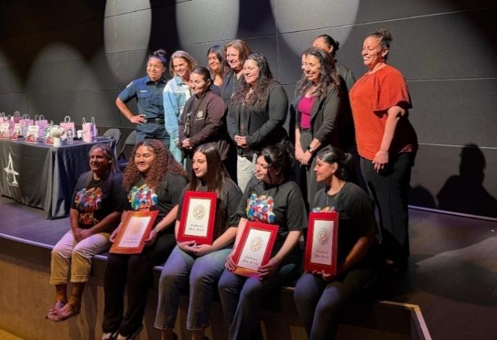 District Director Michelle Pelayo-Osorio with students and panelists at Overfelt High School