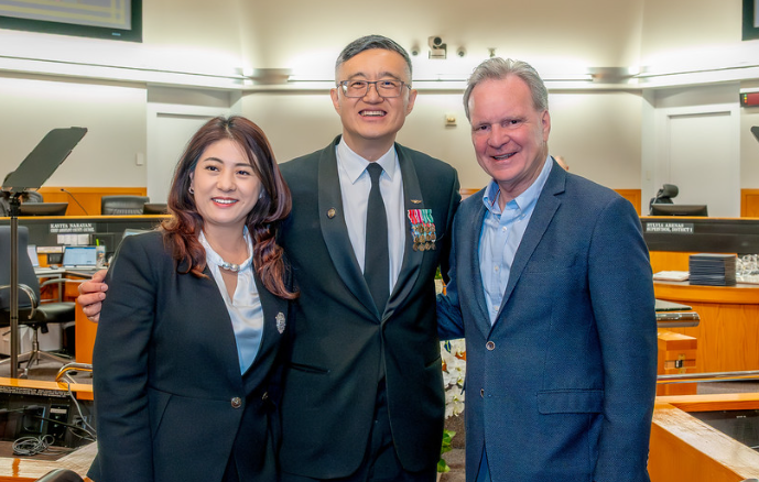 Senator Cortese with County Board President Otto Lee and TECO Director Ting-An Wang
