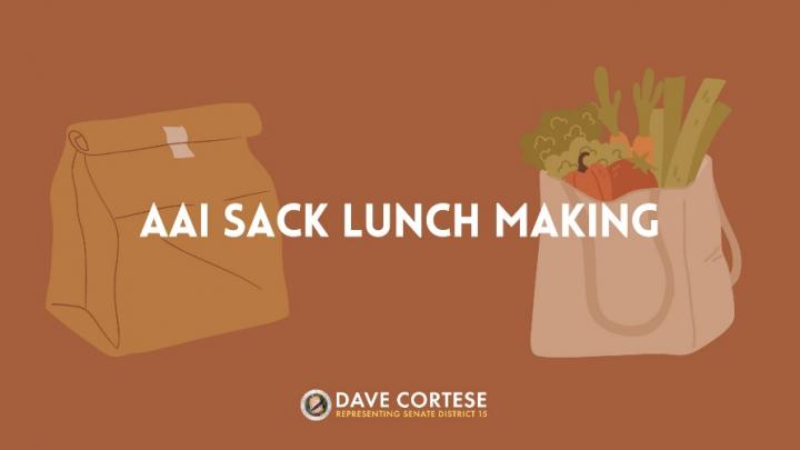 Graphic reading “AAi Sack Lunch Making”