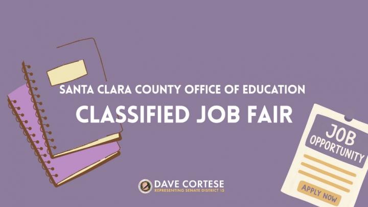 Graphic reading “Santa Clara County Office of Education Classified Job Fair”