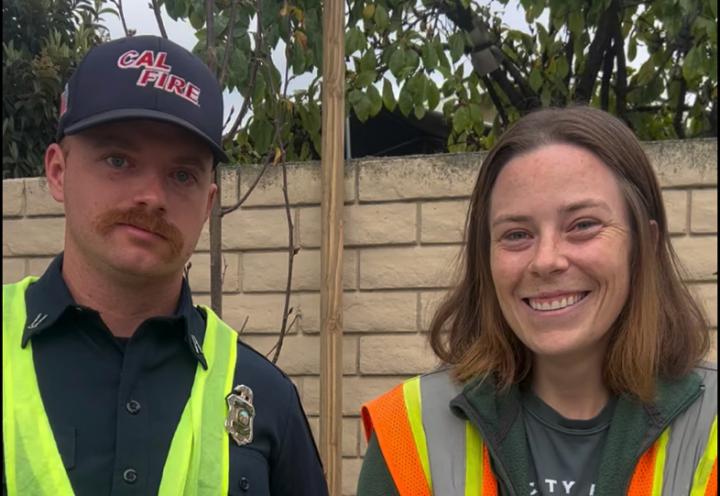 Our City Forest’s Marisa Zulaski and CAL FIRE’s Evan Jones photographed during the tree-planting event