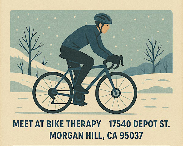 Informational graphic reading “Meet at Bike Therapy” and the meeting address