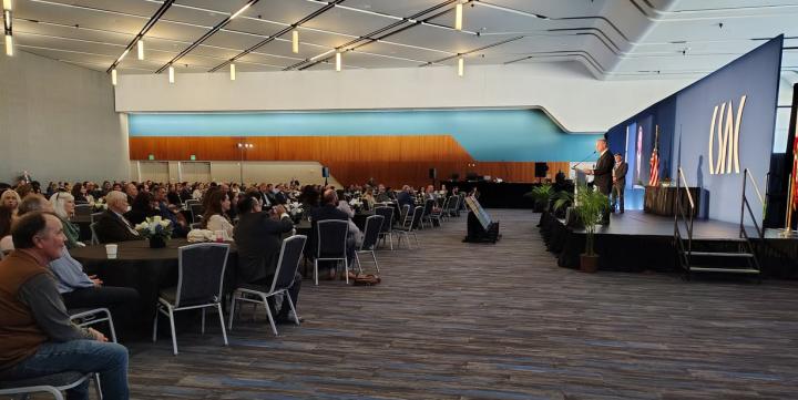 Senator Cortese delivering a speech at the Annual CSAC meeting