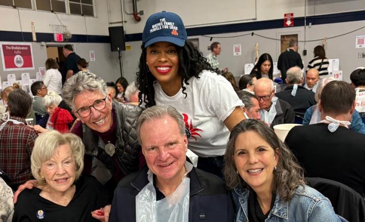 Senator Cortese and Trustee Pattie Cortese, alongside Suzanne Cortese, Notre Dame Principal Ashley Rae Mathis, and Mary Lou at the Notre Dame Crab Fest.