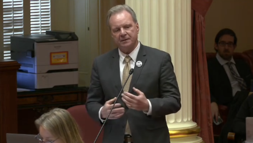 Senator Cortese on the Senate floor speaking in support of Senate Resolution #77