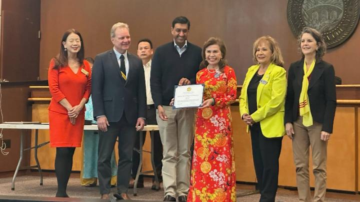 Senator Cortese alongside Congressman Ro Khanna, Trustee Pattie Cortese, and other community leaders.